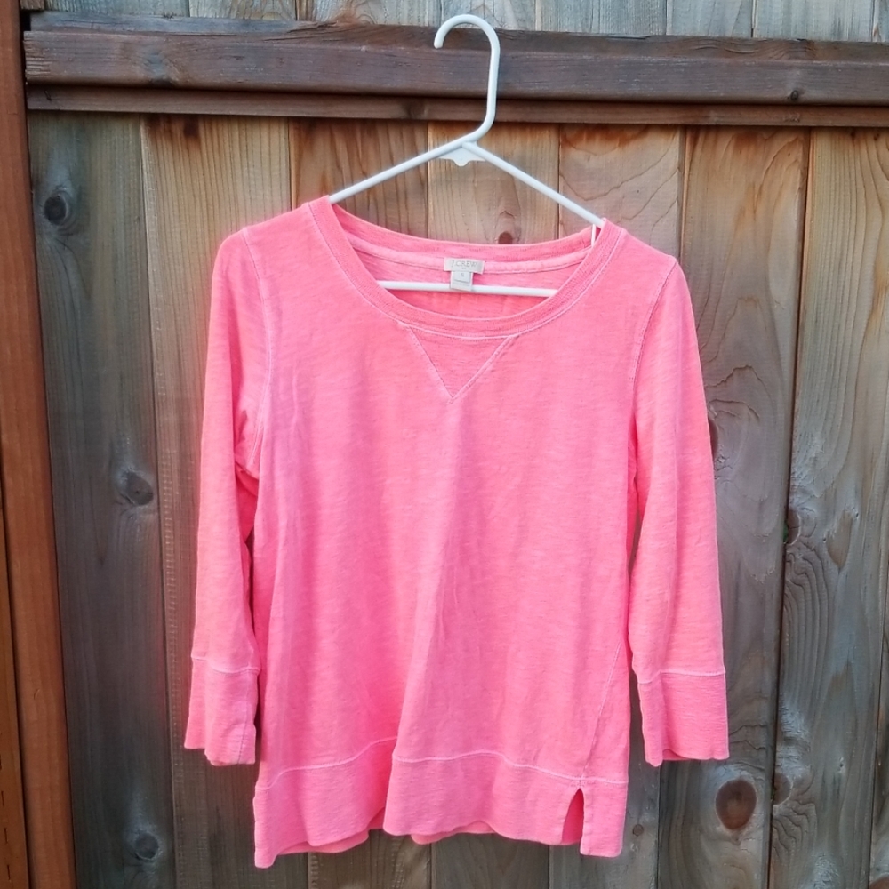 Lightweight pink J Crew 3/4 sleeve sweatshirt